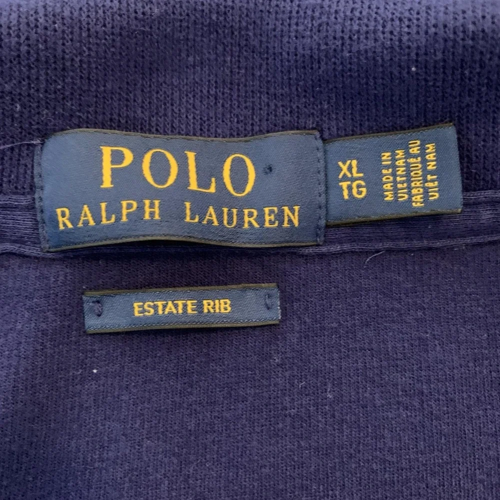 Polo Ralph Lauren Sweater Mens XL Blue Estate Rib 1/4 Zip Mock Neck Pullover